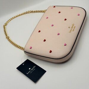 Kate Spade Heart Jacquard bag on Chain - Pink 🩷 & Red ❤️ Hearts - NWT!